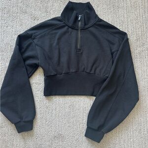 Alo Black Cropped Zip-Up Women's Top - size small